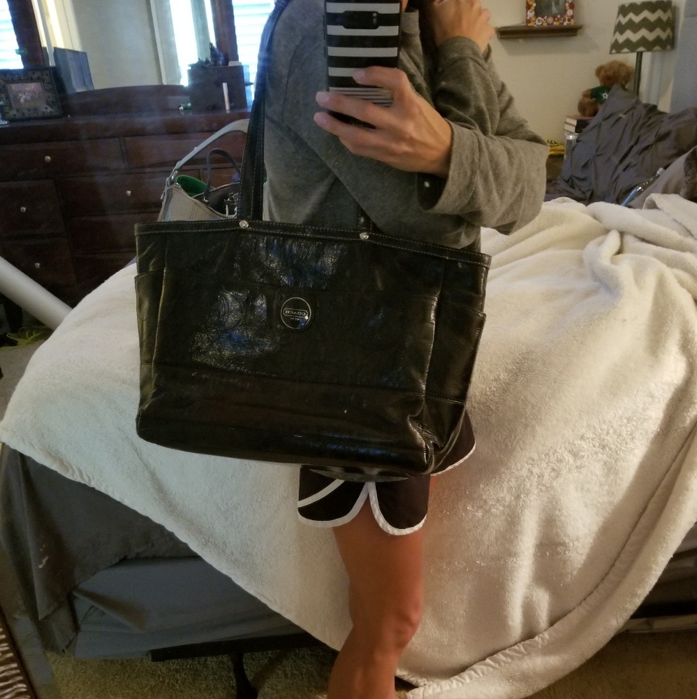 Coach Black Patent Leather Tote